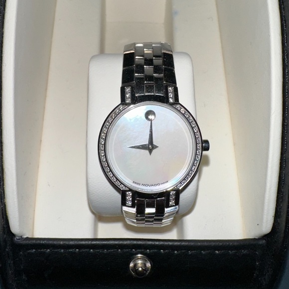 Movado Faceto Pearl White Dial Watch